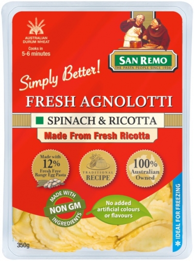 San Remo Fresh Spinach & Ricotta Agnolotti 350g