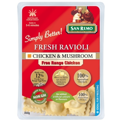 San Remo Fresh Chicken & Mushroom Ravioli 350g