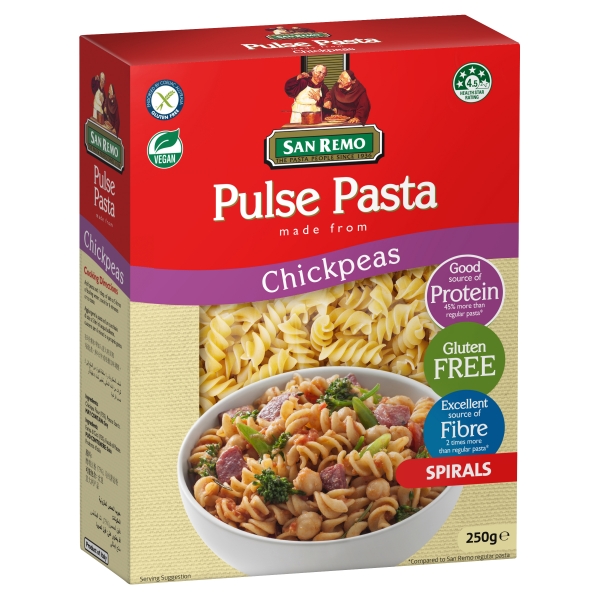San Remo Pulse Pasta Chickpeas Spirals 250g