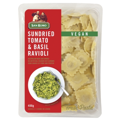 San Remo Vegan Sundried Tomato & Basil Ravioli 400g