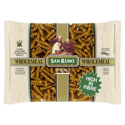 San Remo Dry Pasta Wholemeal Spirals #131 500g