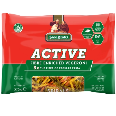 San Remo Dry Pasta Active Vegeroni Spirals #121 375g
