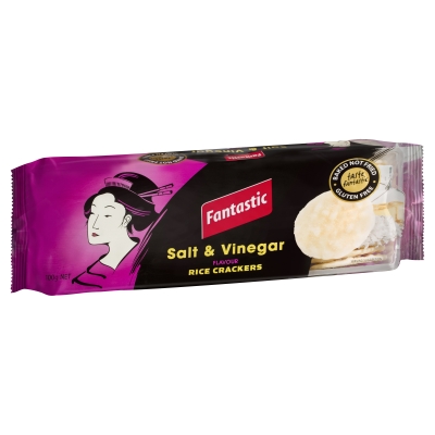 Fantastic Rice Crackers Salt & Vinegar Gluten Free 100g