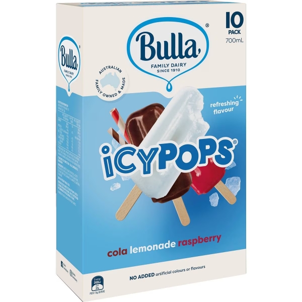 Bulla Icy Pops Raspberry Lemonade Cola 10 Pack