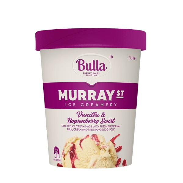 Bulla Murray St Ice Cream Vanilla & Boysenberry Swirl 1lt