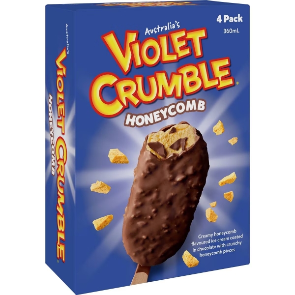 Violet Crumble Ice Cream 4 Pack 360ml