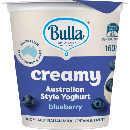 Bulla Yoghurt Australian Style Blueberry 160g
