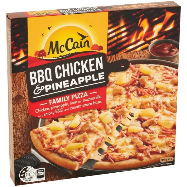 McCain Pizza BBQ Chicken & Pineapple Family Size 500g
