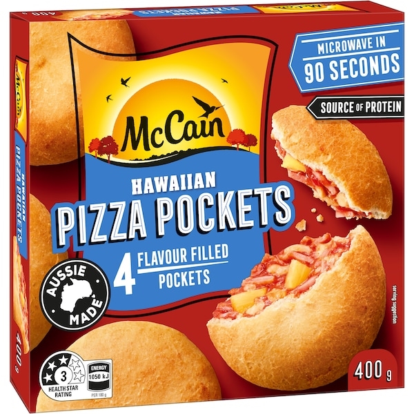 McCain Pizza Pocket Hawaiian 4 Pack 400g