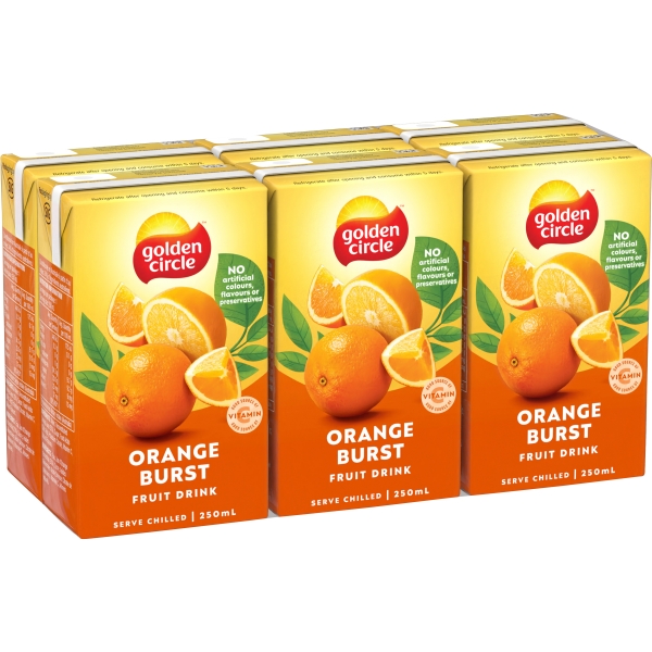 Golden Circle Orange Burst Fruit Drink 6 x 250ml