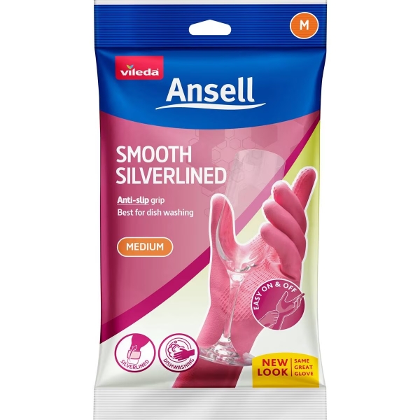 Ansell Rubber Gloves Silverlined Pink Medium 1 Pair