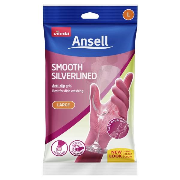 Ansell Rubber Gloves Silverlined Pink Large 1 Pair