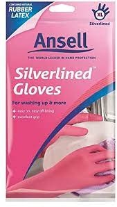 Ansell Rubber Gloves Silverlined Pink Size 10 Extra Large 1 Pair