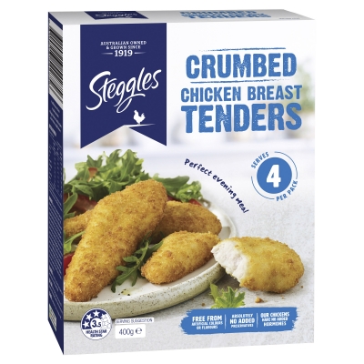 Steggles Chicken Breast Tenders Crumbed 400g