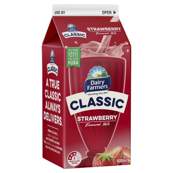 Dairy Farmers Classic Strawberry Milk 600ml