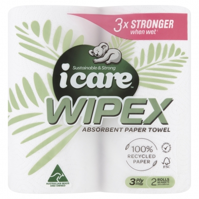 ICare Paper Towel 100% Recycled 2 Pack