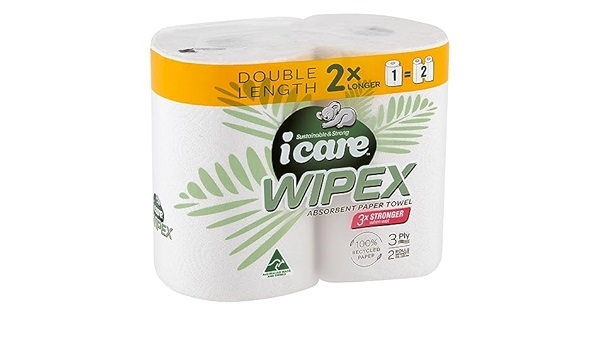 iCare Paper Towels Wipex Double Length 3 Ply 2 Pack