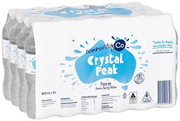 Community Co Crystal Peak Spring Water 24 x 600ml
