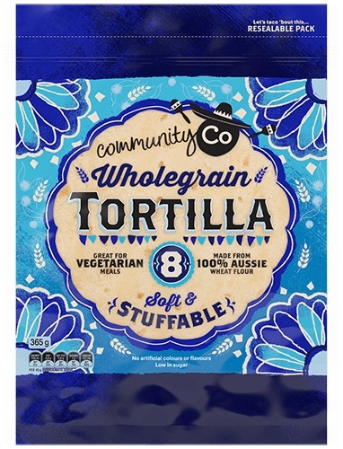 Community Co Wholegrain Tortillas 8 Pack 365g