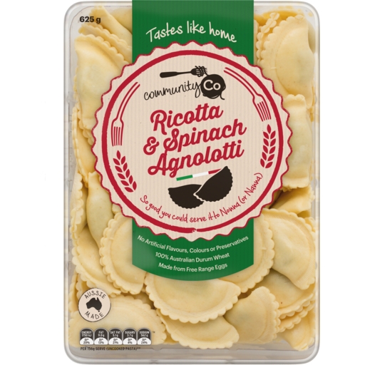 Community Co Fresh Pasta Agnolotti Ricotta & Spinach 625g