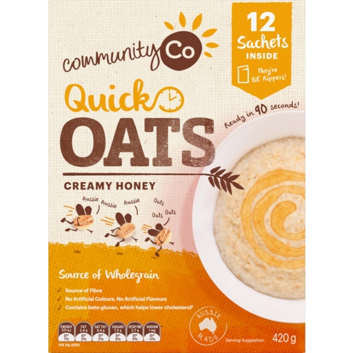 Community Co Oats Quick Honey 12 Sachets 420g