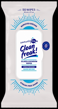 Community Co Clean Freak Glass & Window Wipes 50 pack
