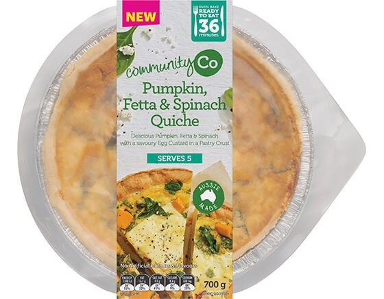 Community Co Quiche Pumpkin Spinach Feta 700g