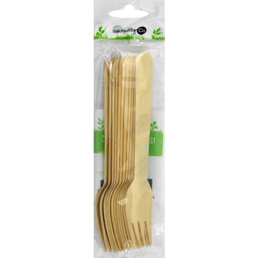 Community Co Wooden Forks 12 Pack