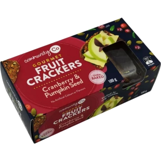 Community Co Gourmet Crackers Cranberry & Pumpkin Seed 100g