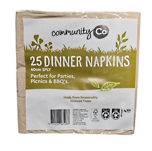 Community Co Dinner Napkins 2 Ply 25 Pack