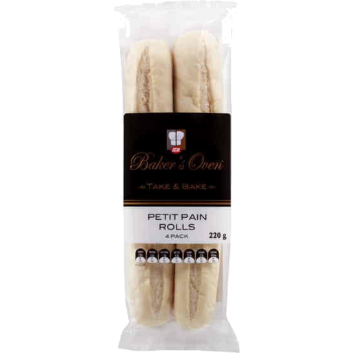 Baker's Oven Rolls Take & Bake Petit Pain 4 Pack 220g