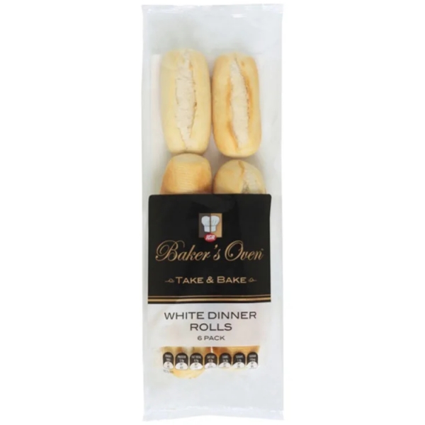 Baker's Oven Rolls Take & Bake Dinner White 6 Pack