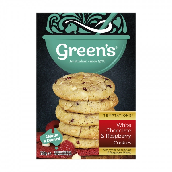 Green's Cookie Mix Raspberry White Choc 380g