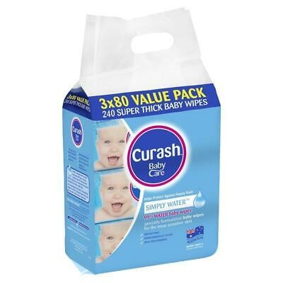 Curash Baby Wipes Simply Water 3 x 80 Pack