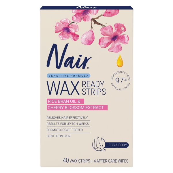Nair Hair Removal Wax Strips Sensitive Large 40 Pack