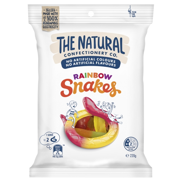 The Natural Confectionery Co Rainbow Snakes 220g