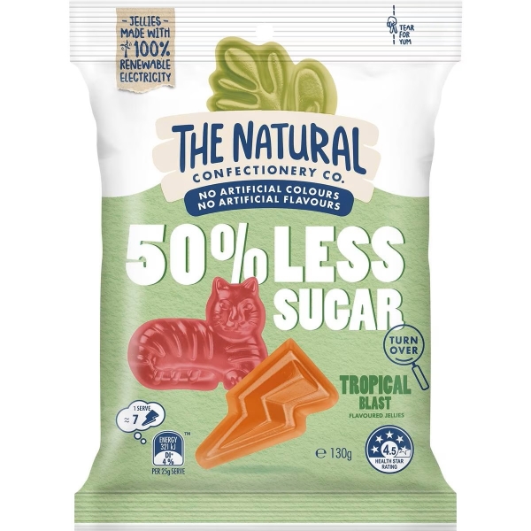 The Natural Confectionery Co Tropical Blast 50% Less Sugar 130g