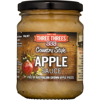 Three Threes Apple Sauce Country Style 250g