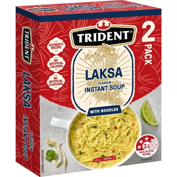 Trident Soup Mix Malaysian Curry Laksa 2 Pack 60g