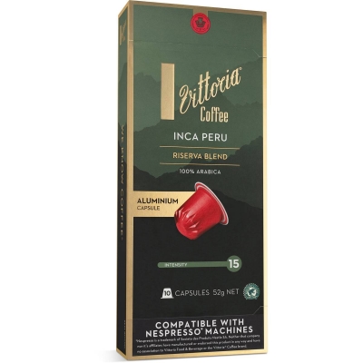 Vittoria Aluminium Capsules (Nespresso Compatible) Inca Peru 10 Pack