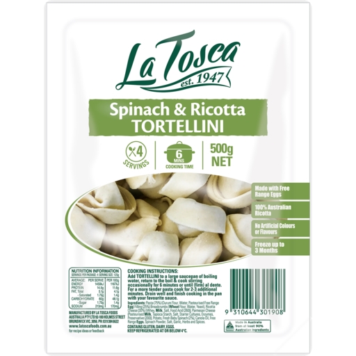 La Tosca Spinach & Ricotta Tortellini 500g