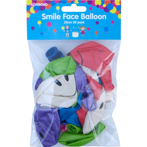 Balloon Smiley Face 25cm 20 Pack