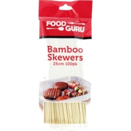 Food Guru Skewers Bamboo 25cm 100 Pack