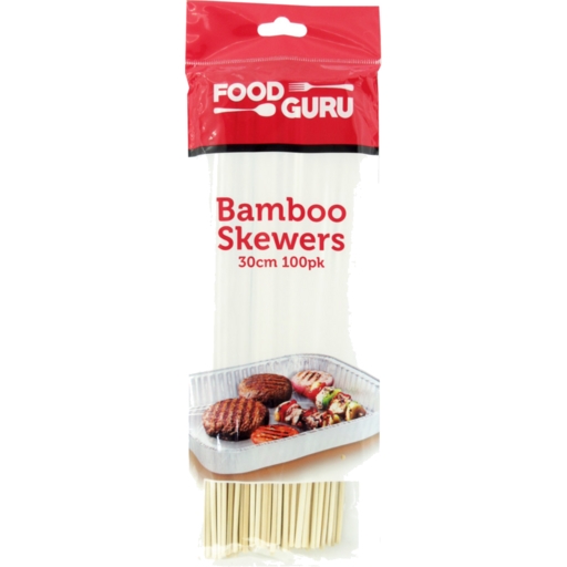Food Guru Bamboo Skewers 30cm 100 Pack
