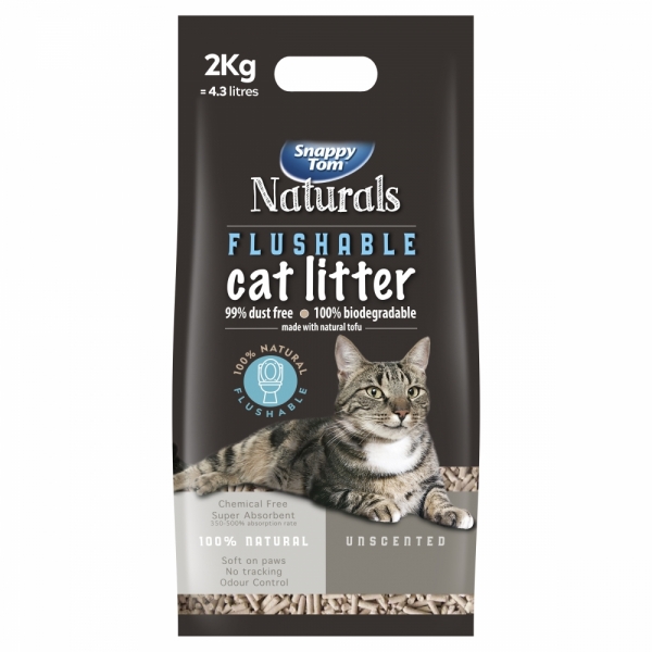 Snappy Tom Naturals Flushable Cat Litter Unscented 2kg