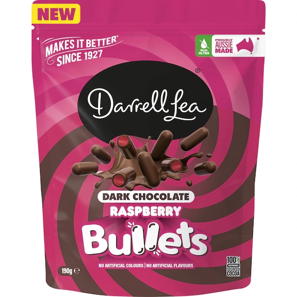Darrell Lea Bullets Dark Raspberry 190g