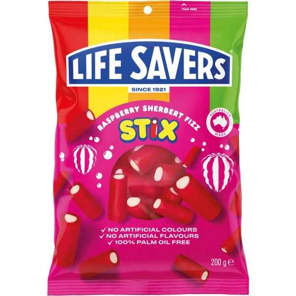 Life Saver Stix Sherbert Fizz Raspberry 200g