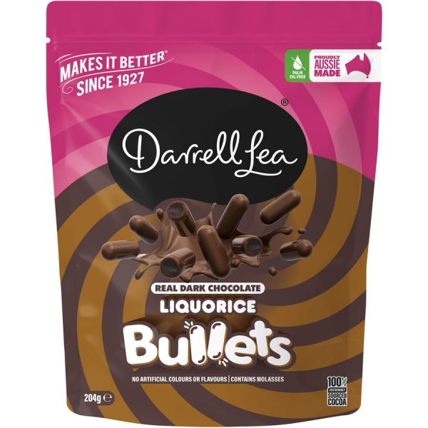 Darrell Lea Bullets Dark Choc 204g