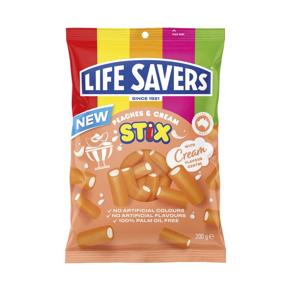 Life Saver Stix Peaches & Cream 200g