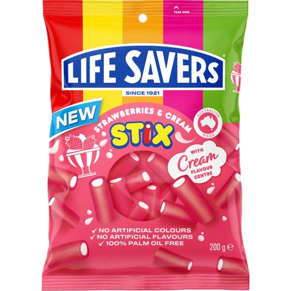 Lifesaver Stix Strawberry & Cream 200g